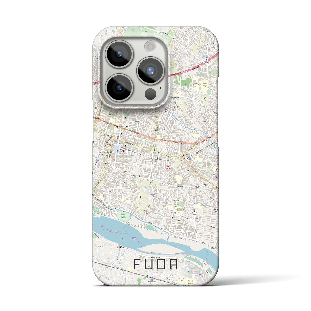 【布田】地図柄iPhoneケース（バックカバータイプ・ナチュラル）iPhone 15 Pro 用
