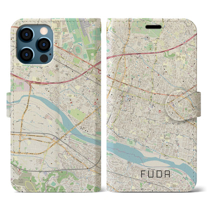 【布田（東京都）】地図柄iPhoneケース（手帳タイプ）ナチュラル・iPhone 12 / 12 Pro 用