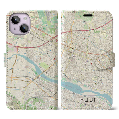 【布田（東京都）】地図柄iPhoneケース（手帳タイプ）ナチュラル・iPhone 14 用