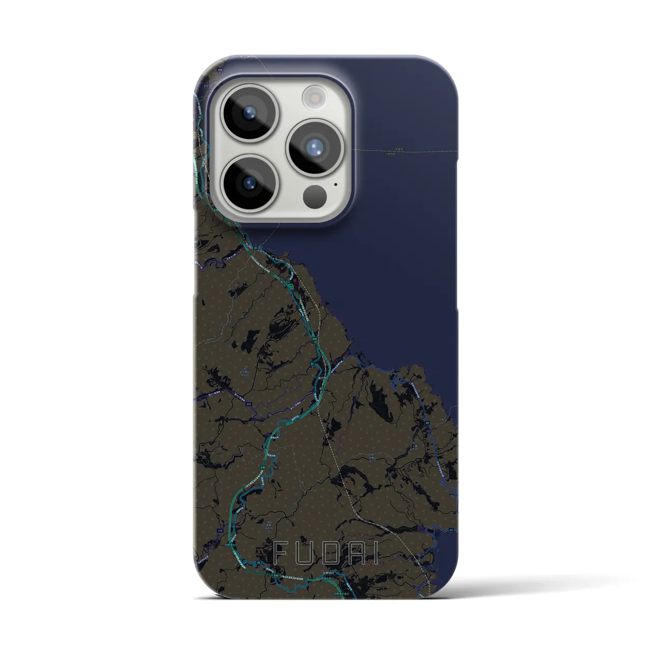 【普代】地図柄iPhoneケース（バックカバータイプ・ブラック）iPhone 15 Pro 用
