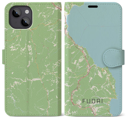 【普代（岩手県）】地図柄iPhoneケース（手帳タイプ）ナチュラル・iPhone 14 Plus 用
