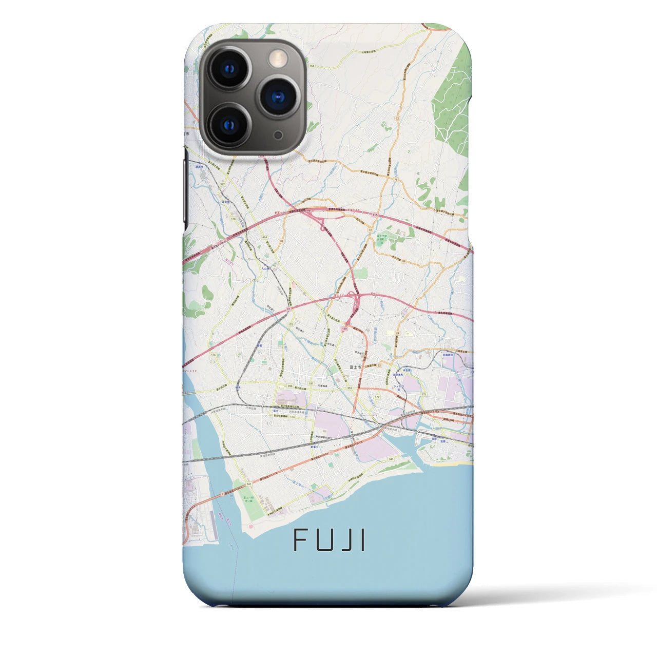 【富士】地図柄iPhoneケース（バックカバータイプ・ナチュラル）iPhone 11 Pro Max 用