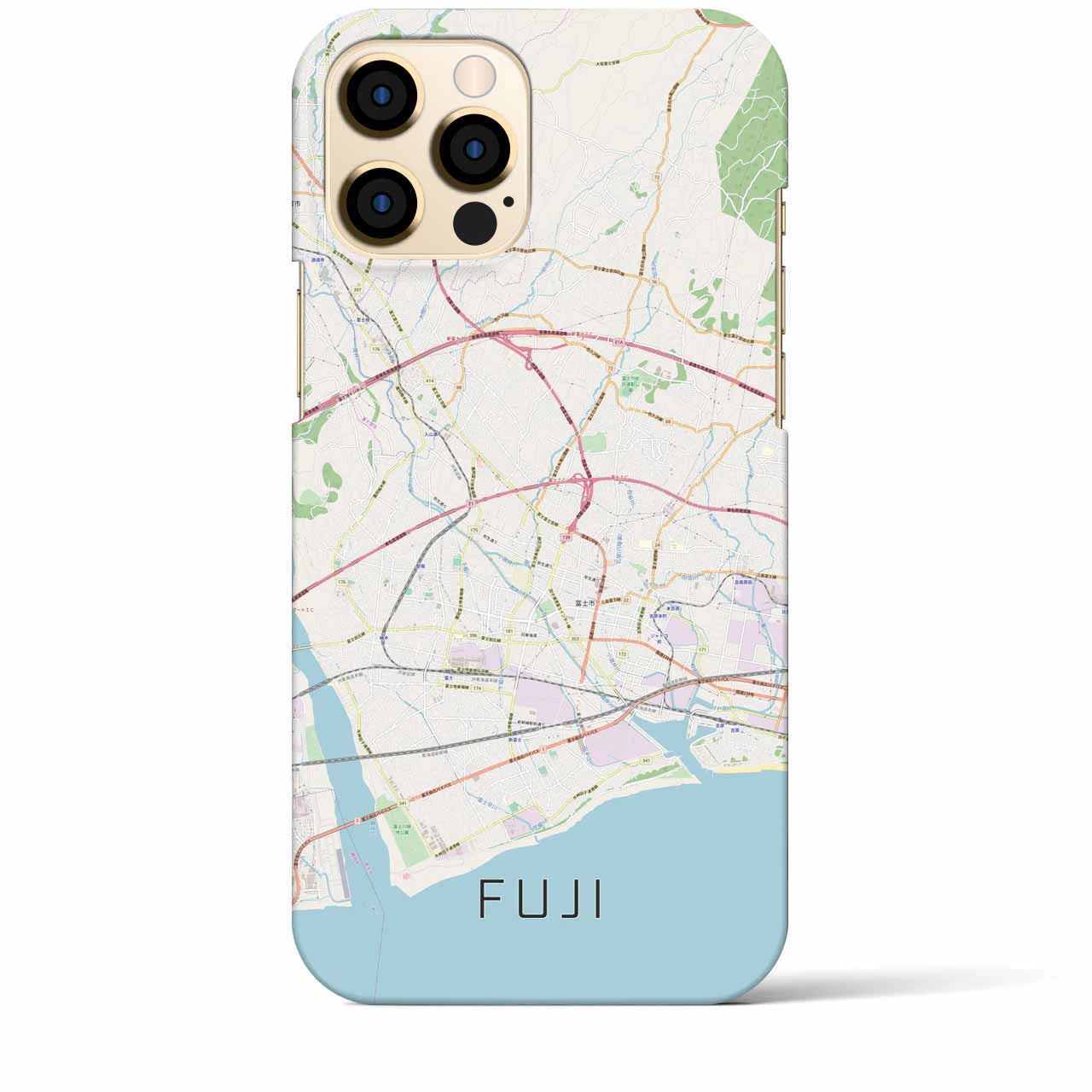 【富士】地図柄iPhoneケース（バックカバータイプ・ナチュラル）iPhone 12 Pro Max 用