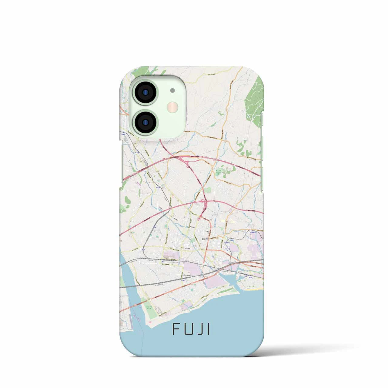 【富士】地図柄iPhoneケース（バックカバータイプ・ナチュラル）iPhone 12 mini 用