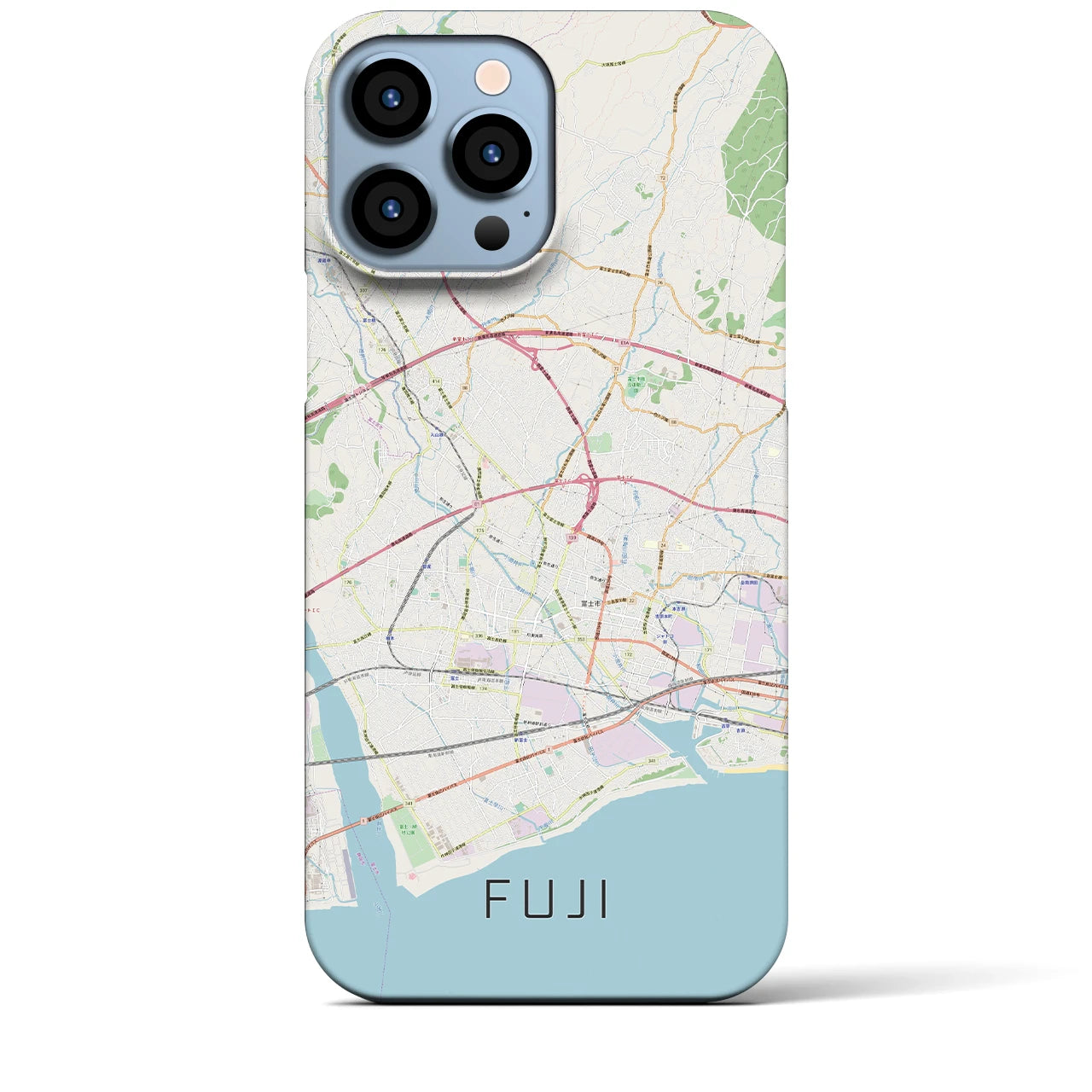 【富士】地図柄iPhoneケース（バックカバータイプ・ナチュラル）iPhone 13 Pro Max 用