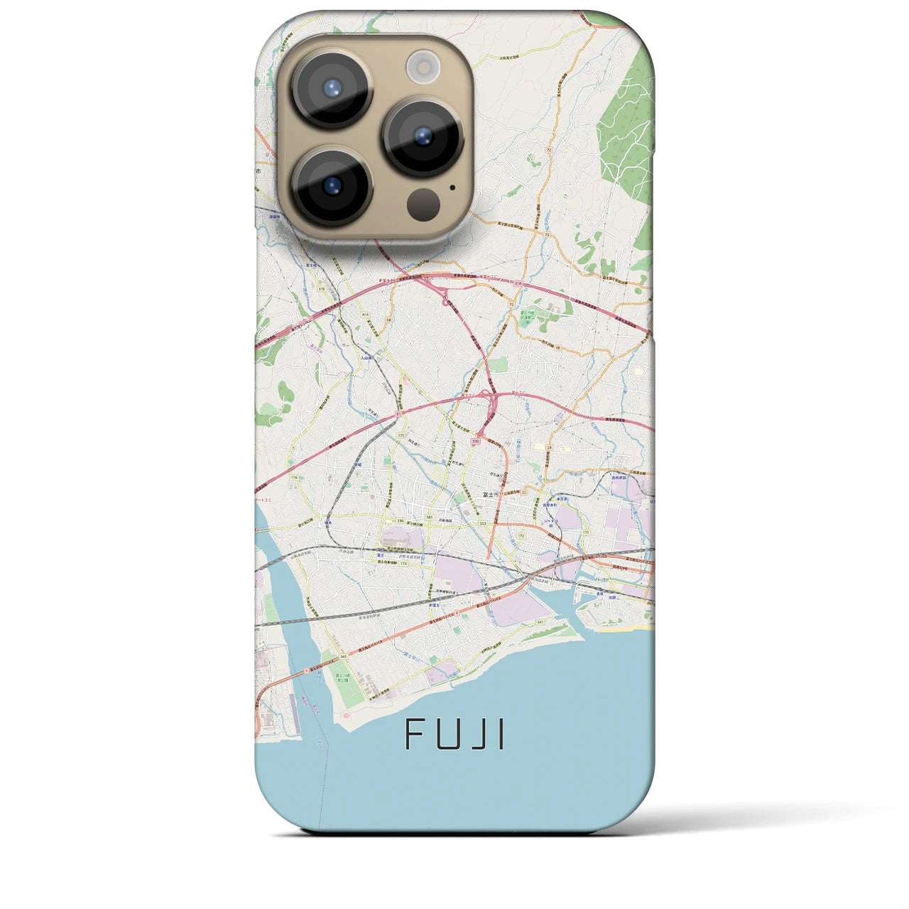 【富士】地図柄iPhoneケース（バックカバータイプ・ナチュラル）iPhone 14 Pro Max 用