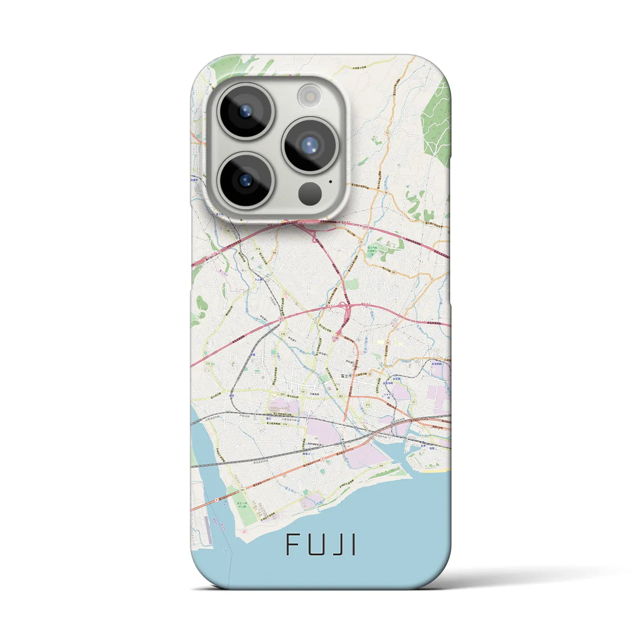 【富士】地図柄iPhoneケース（バックカバータイプ・ナチュラル）iPhone 15 Pro 用