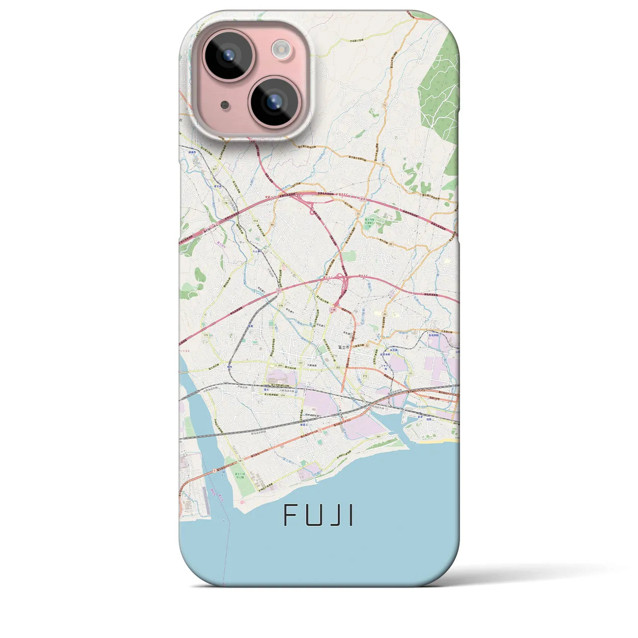 【富士】地図柄iPhoneケース（バックカバータイプ・ナチュラル）iPhone 15 Plus 用