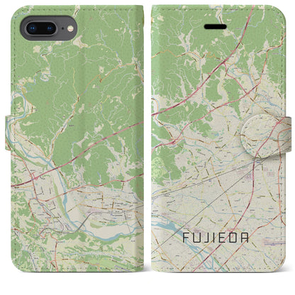 【藤枝（静岡県）】地図柄iPhoneケース（手帳タイプ）ナチュラル・iPhone 8Plus /7Plus / 6sPlus / 6Plus 用