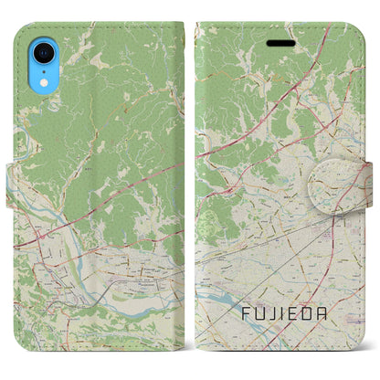 【藤枝（静岡県）】地図柄iPhoneケース（手帳タイプ）ナチュラル・iPhone XR 用