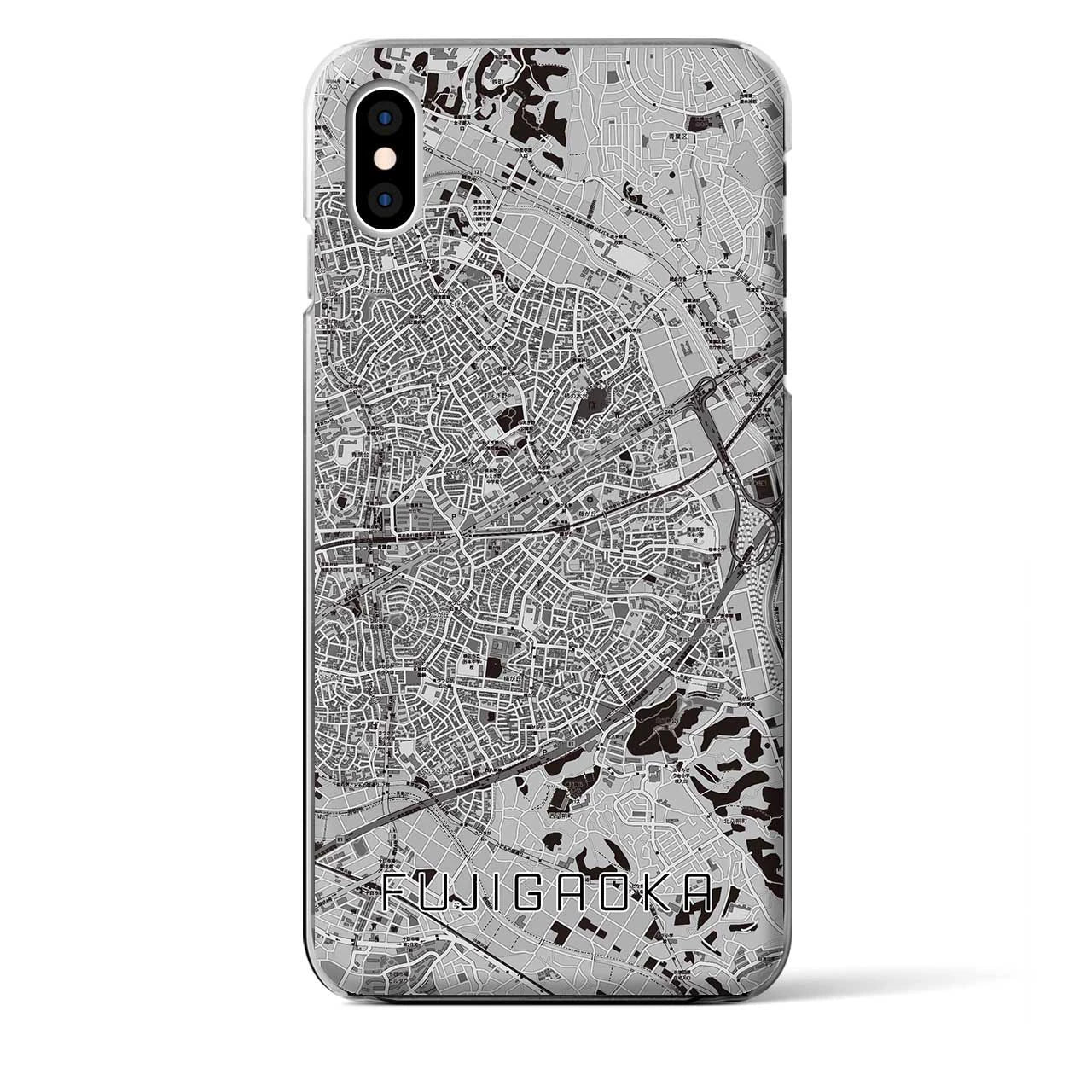 【藤が丘】地図柄iPhoneケース（クリアタイプ・モノトーン）iPhone XS Max 用
