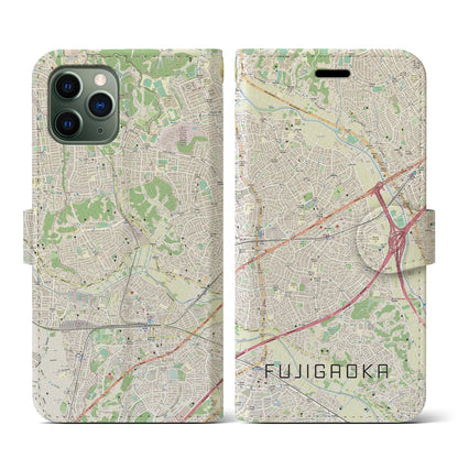 【藤が丘（神奈川県）】地図柄iPhoneケース（手帳タイプ）ナチュラル・iPhone 11 Pro 用