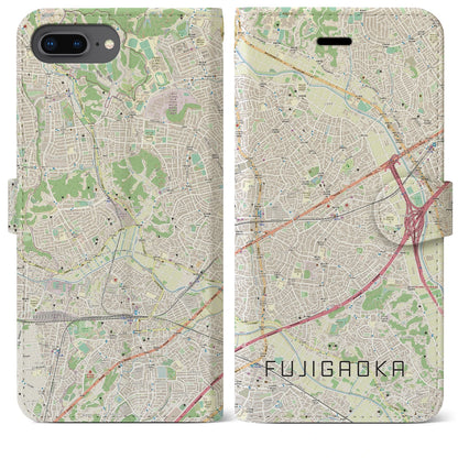 【藤が丘（神奈川県）】地図柄iPhoneケース（手帳タイプ）ナチュラル・iPhone 8Plus /7Plus / 6sPlus / 6Plus 用