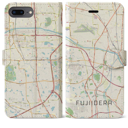 【藤井寺（大阪府）】地図柄iPhoneケース（手帳タイプ）ナチュラル・iPhone 8Plus /7Plus / 6sPlus / 6Plus 用