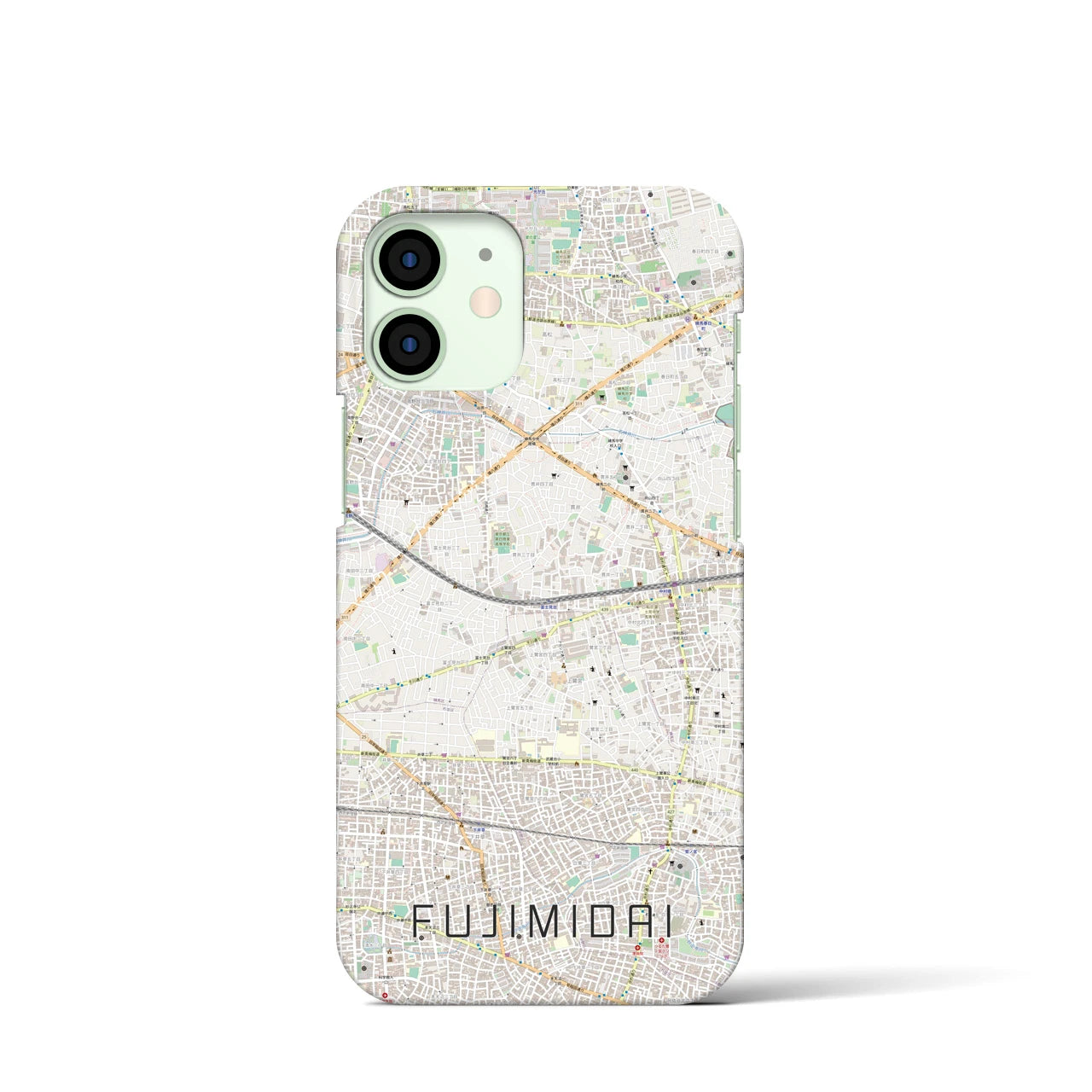 【富士見台】地図柄iPhoneケース（バックカバータイプ・ナチュラル）iPhone 12 mini 用