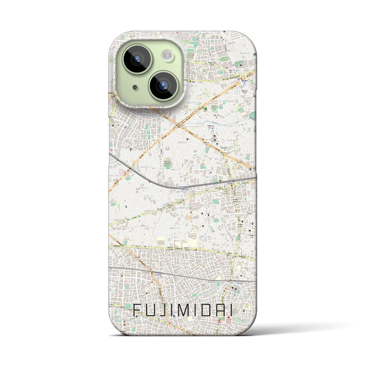 【富士見台】地図柄iPhoneケース（バックカバータイプ・ナチュラル）iPhone 15 用