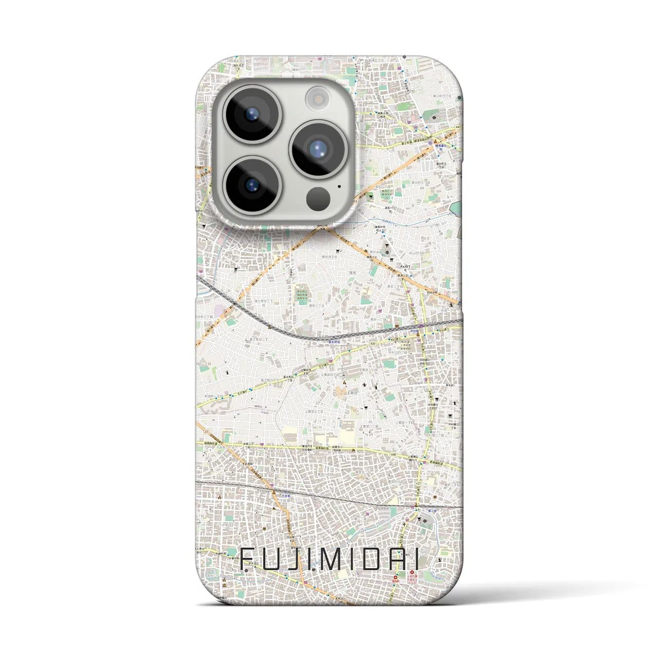 【富士見台】地図柄iPhoneケース（バックカバータイプ・ナチュラル）iPhone 15 Pro 用