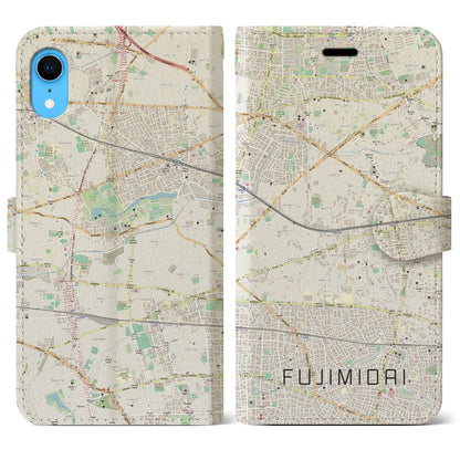 【富士見台（東京都）】地図柄iPhoneケース（手帳タイプ）ナチュラル・iPhone XR 用