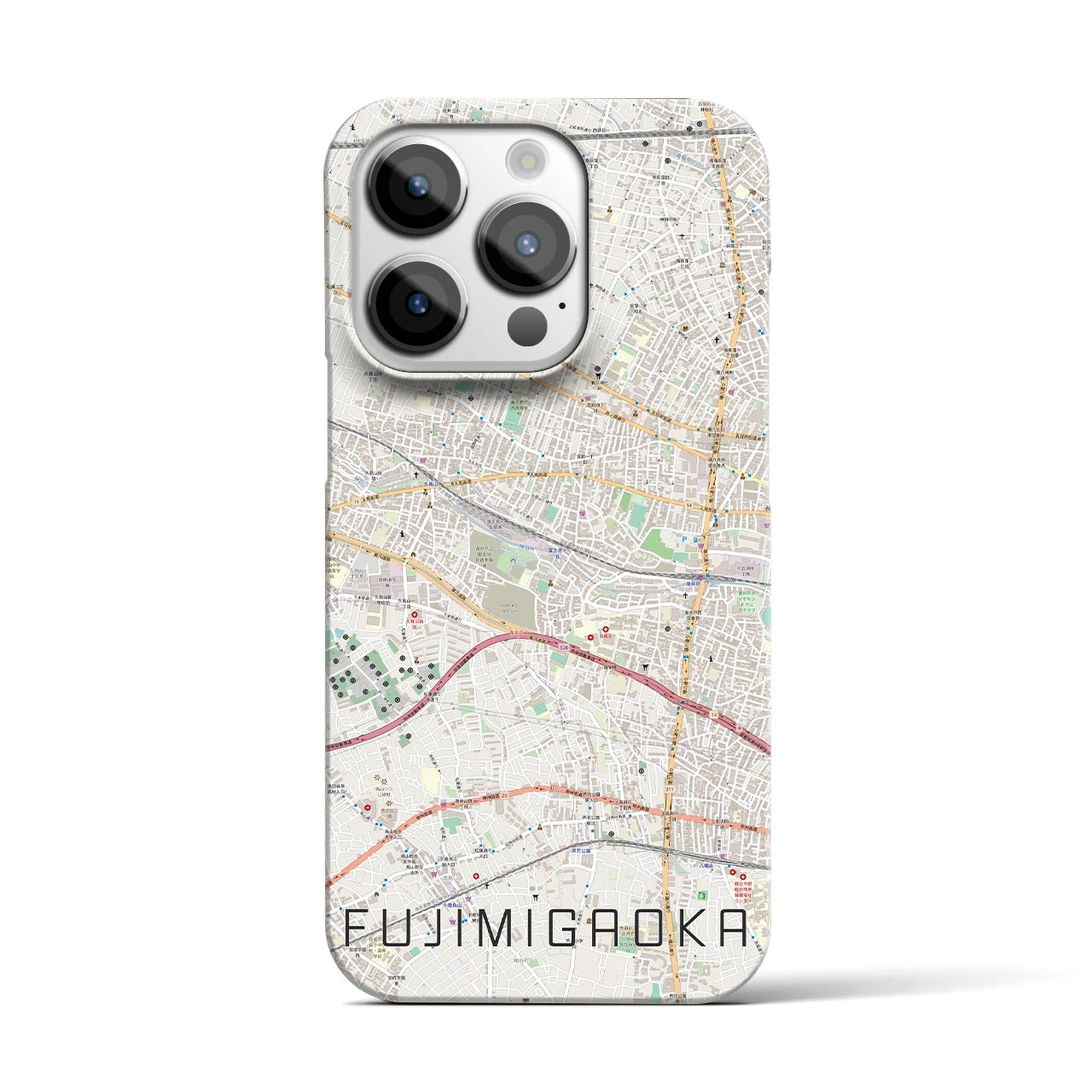 【富士見ヶ丘】地図柄iPhoneケース（バックカバータイプ・ナチュラル）iPhone 14 Pro 用