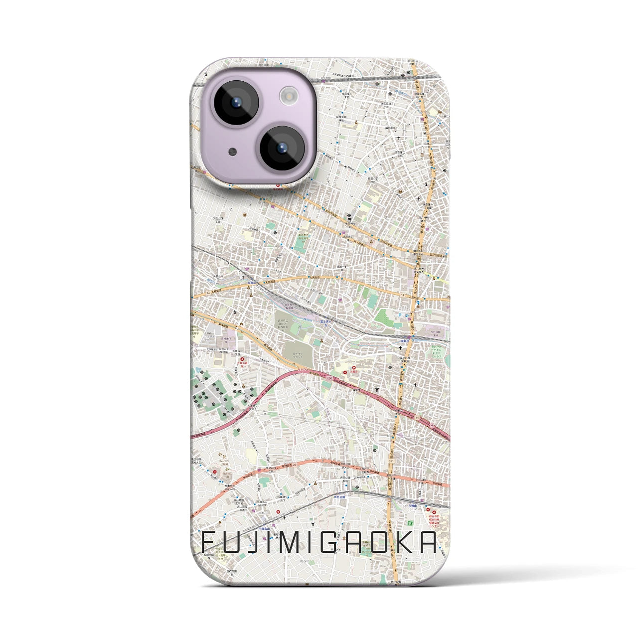 【富士見ヶ丘】地図柄iPhoneケース（バックカバータイプ・ナチュラル）iPhone 14 用