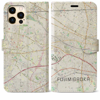 【富士見ヶ丘（東京都）】地図柄iPhoneケース（手帳タイプ）ナチュラル・iPhone 12 Pro Max 用