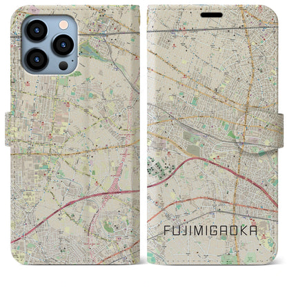 【富士見ヶ丘（東京都）】地図柄iPhoneケース（手帳タイプ）ナチュラル・iPhone 13 Pro Max 用