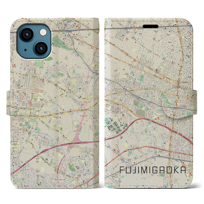 【富士見ヶ丘（東京都）】地図柄iPhoneケース（手帳タイプ）ナチュラル・iPhone 13 用