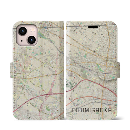 【富士見ヶ丘（東京都）】地図柄iPhoneケース（手帳タイプ）ナチュラル・iPhone 13 mini 用