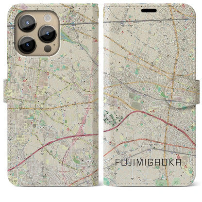 【富士見ヶ丘（東京都）】地図柄iPhoneケース（手帳タイプ）ナチュラル・iPhone 14 Pro Max 用