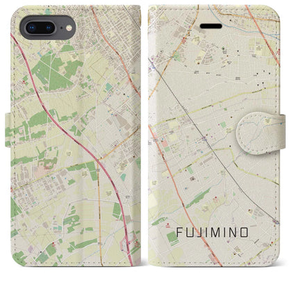 【ふじみ野（埼玉県）】地図柄iPhoneケース（手帳タイプ）ナチュラル・iPhone 8Plus /7Plus / 6sPlus / 6Plus 用