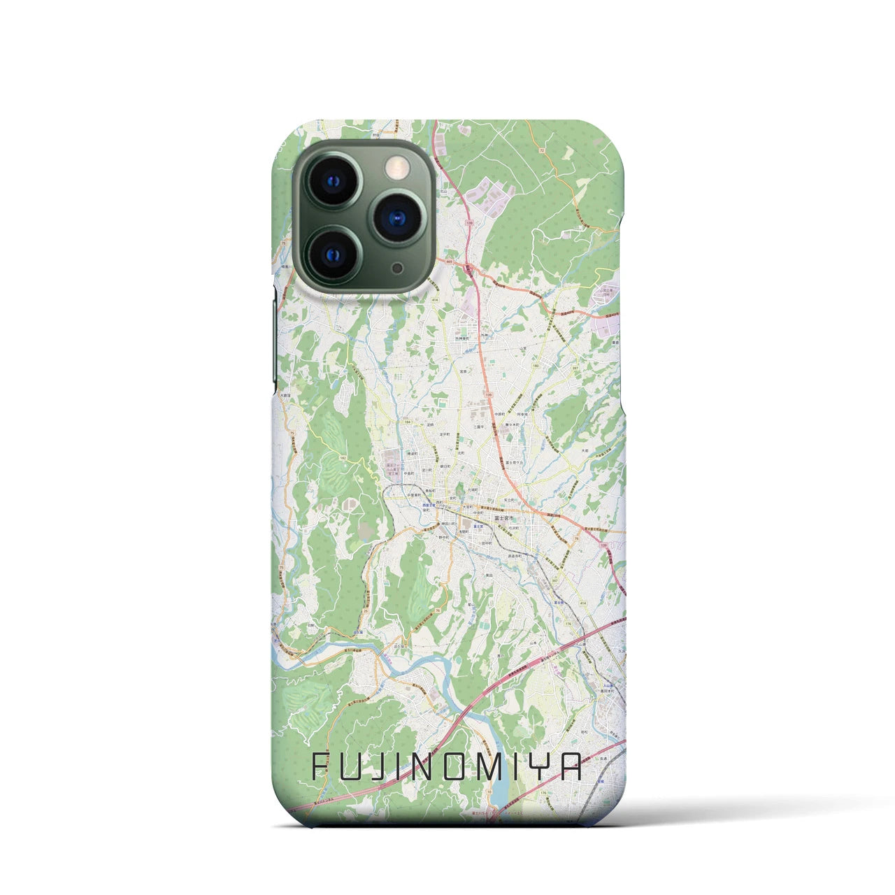 【富士宮】地図柄iPhoneケース（バックカバータイプ・ナチュラル）iPhone 11 Pro 用