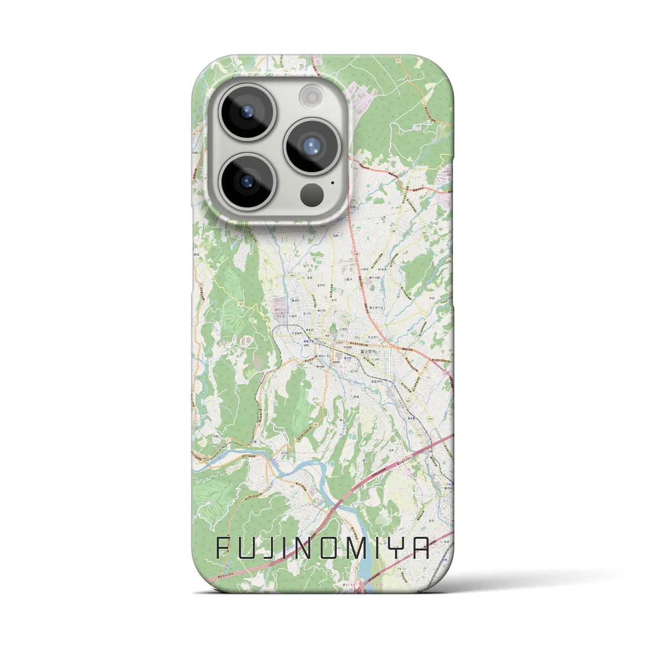 【富士宮】地図柄iPhoneケース（バックカバータイプ・ナチュラル）iPhone 15 Pro 用