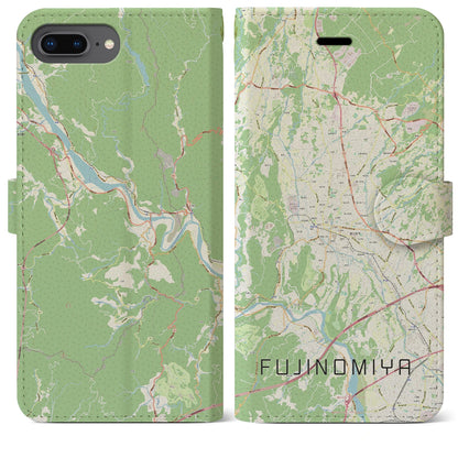 【富士宮（静岡県）】地図柄iPhoneケース（手帳タイプ）ナチュラル・iPhone 8Plus /7Plus / 6sPlus / 6Plus 用