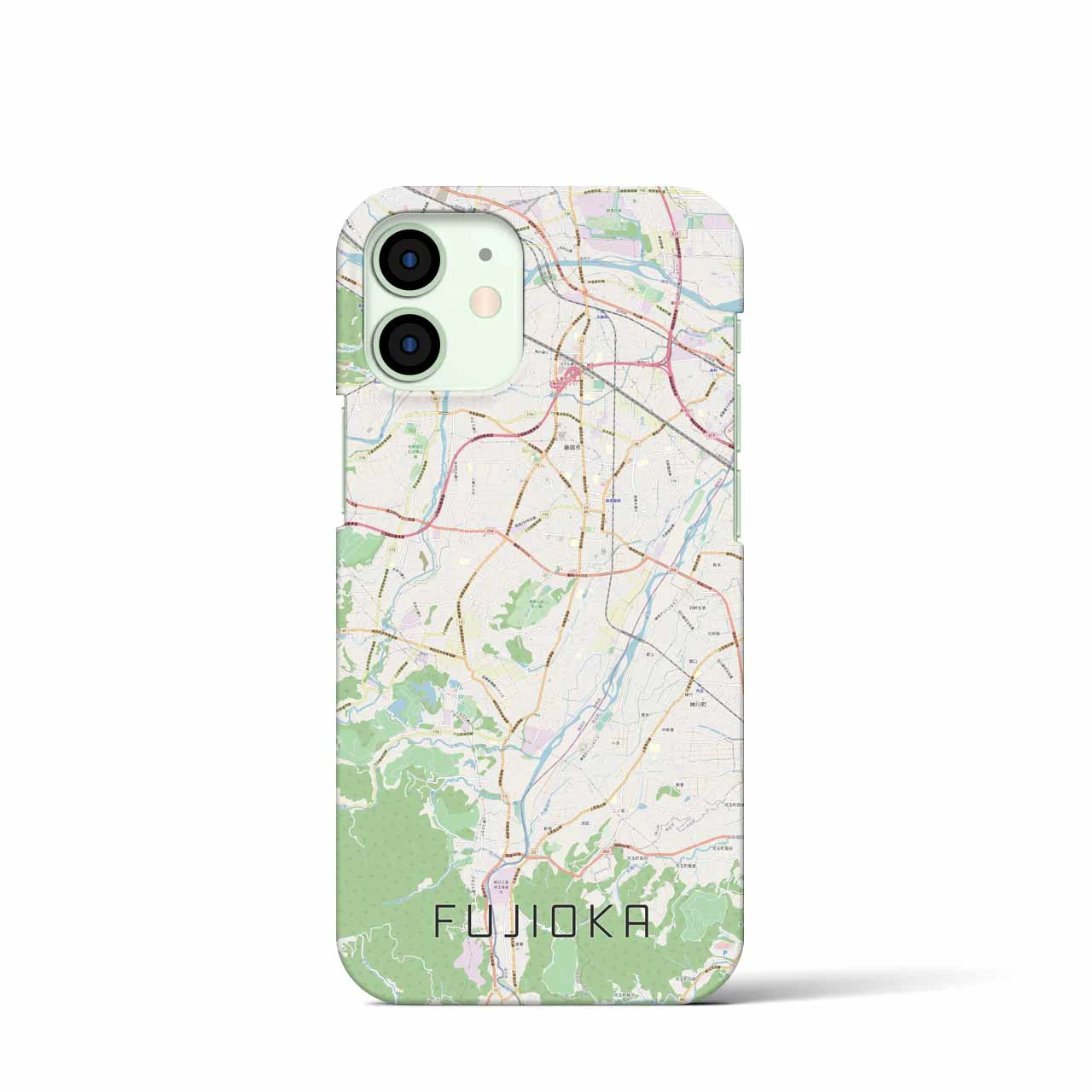 【藤岡】地図柄iPhoneケース（バックカバータイプ・ナチュラル）iPhone 12 mini 用