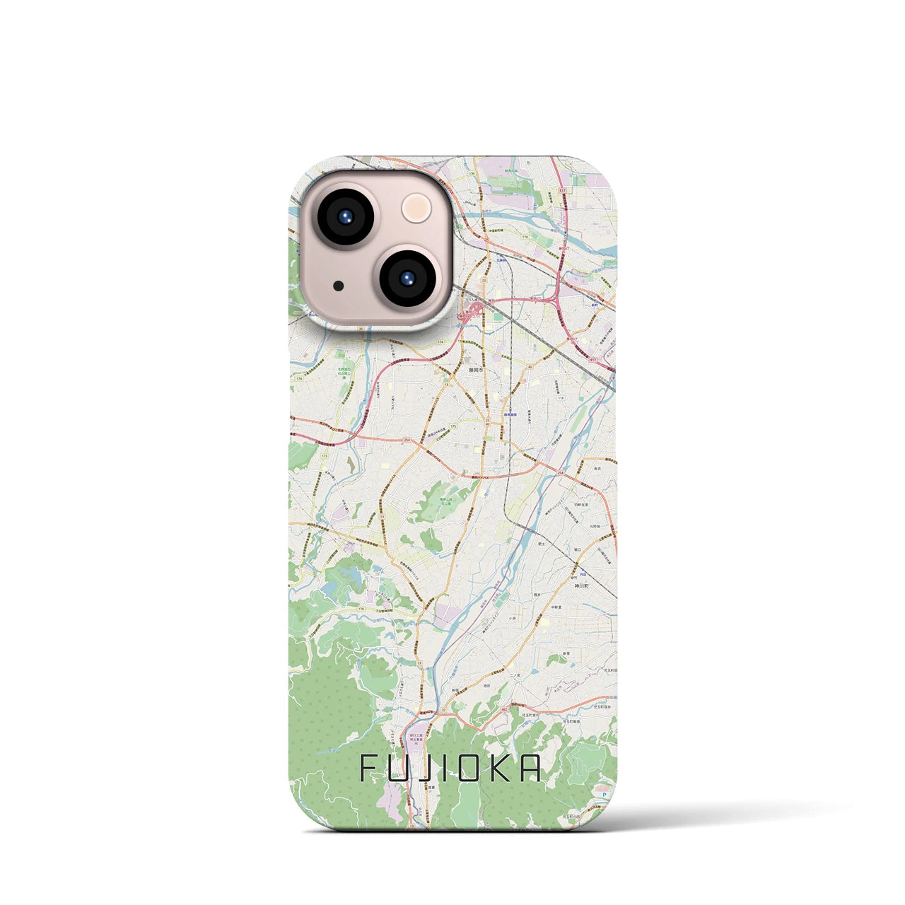 【藤岡】地図柄iPhoneケース（バックカバータイプ・ナチュラル）iPhone 13 mini 用