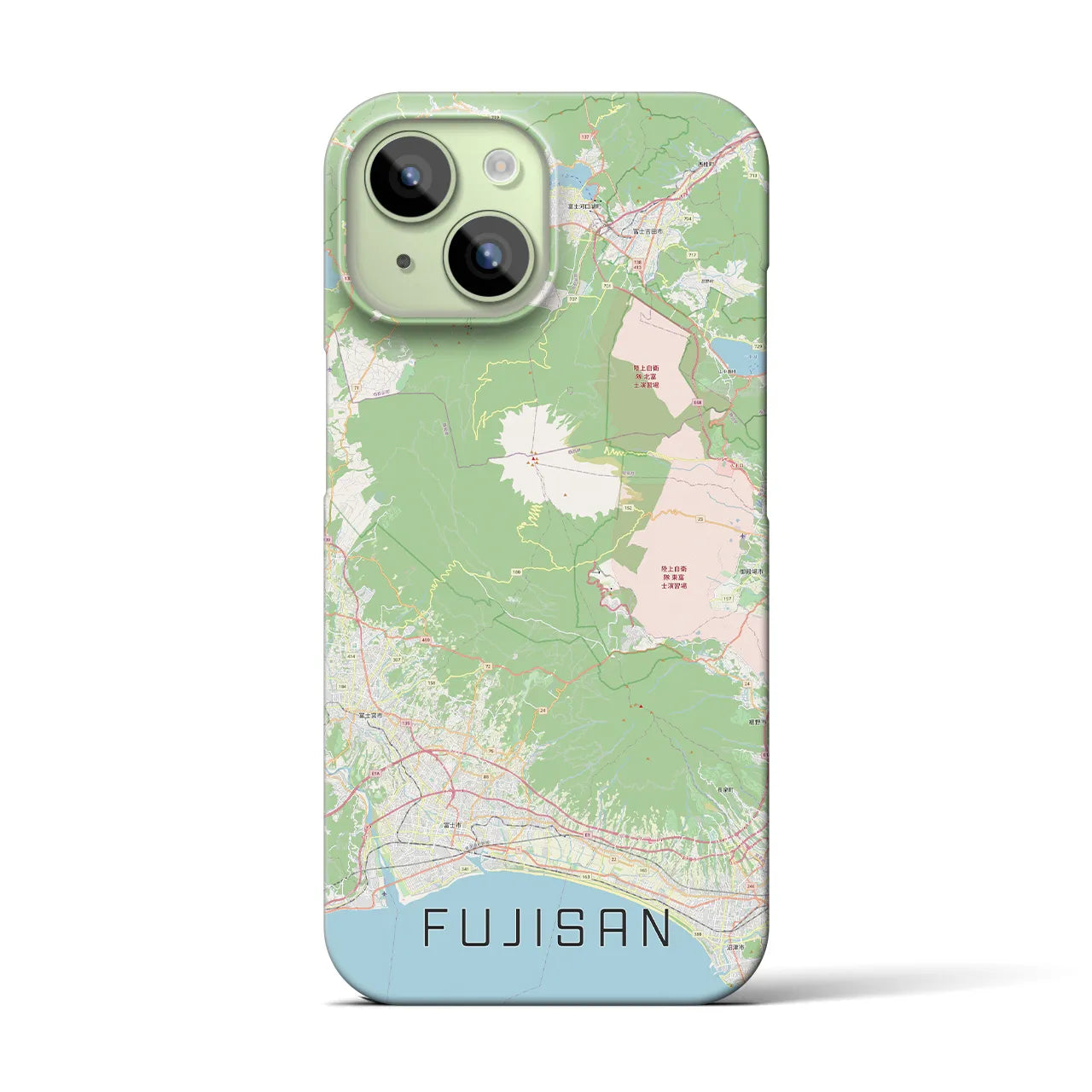 【富士山】地図柄iPhoneケース（バックカバータイプ・ナチュラル）iPhone 15 用