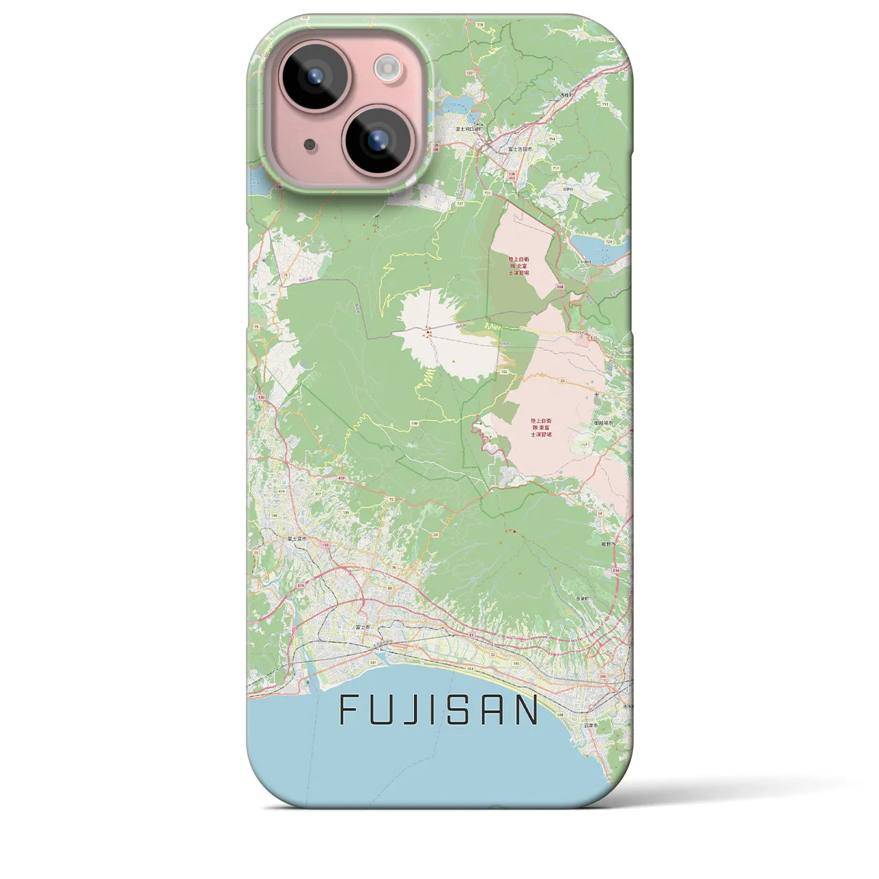 【富士山】地図柄iPhoneケース（バックカバータイプ・ナチュラル）iPhone 15 Plus 用