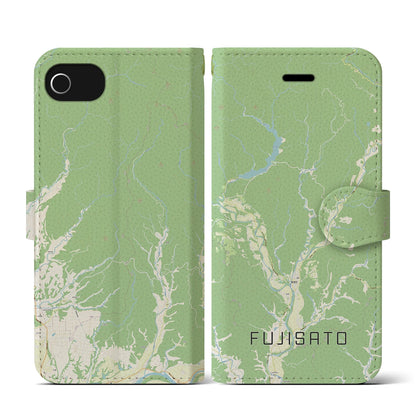 【藤里（秋田県）】地図柄iPhoneケース（手帳タイプ）ナチュラル・iPhone SE（第3 / 第2世代） / 8 / 7 / 6s / 6 用