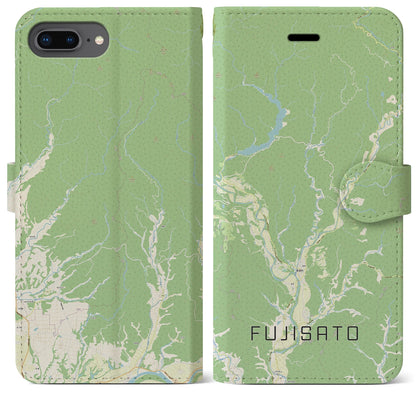 【藤里（秋田県）】地図柄iPhoneケース（手帳タイプ）ナチュラル・iPhone 8Plus /7Plus / 6sPlus / 6Plus 用