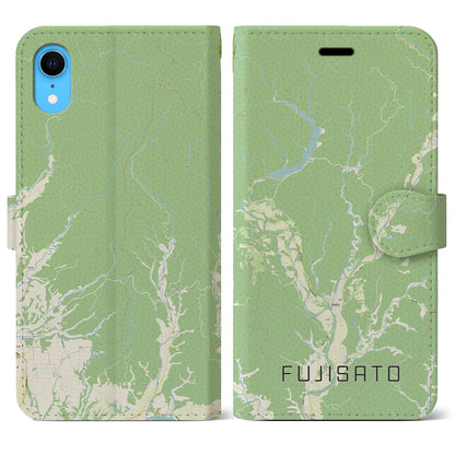 【藤里（秋田県）】地図柄iPhoneケース（手帳タイプ）ナチュラル・iPhone XR 用