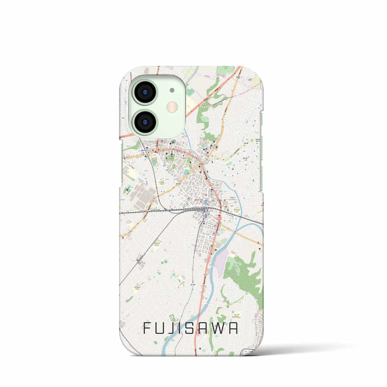 【藤沢】地図柄iPhoneケース（バックカバータイプ・ナチュラル）iPhone 12 mini 用