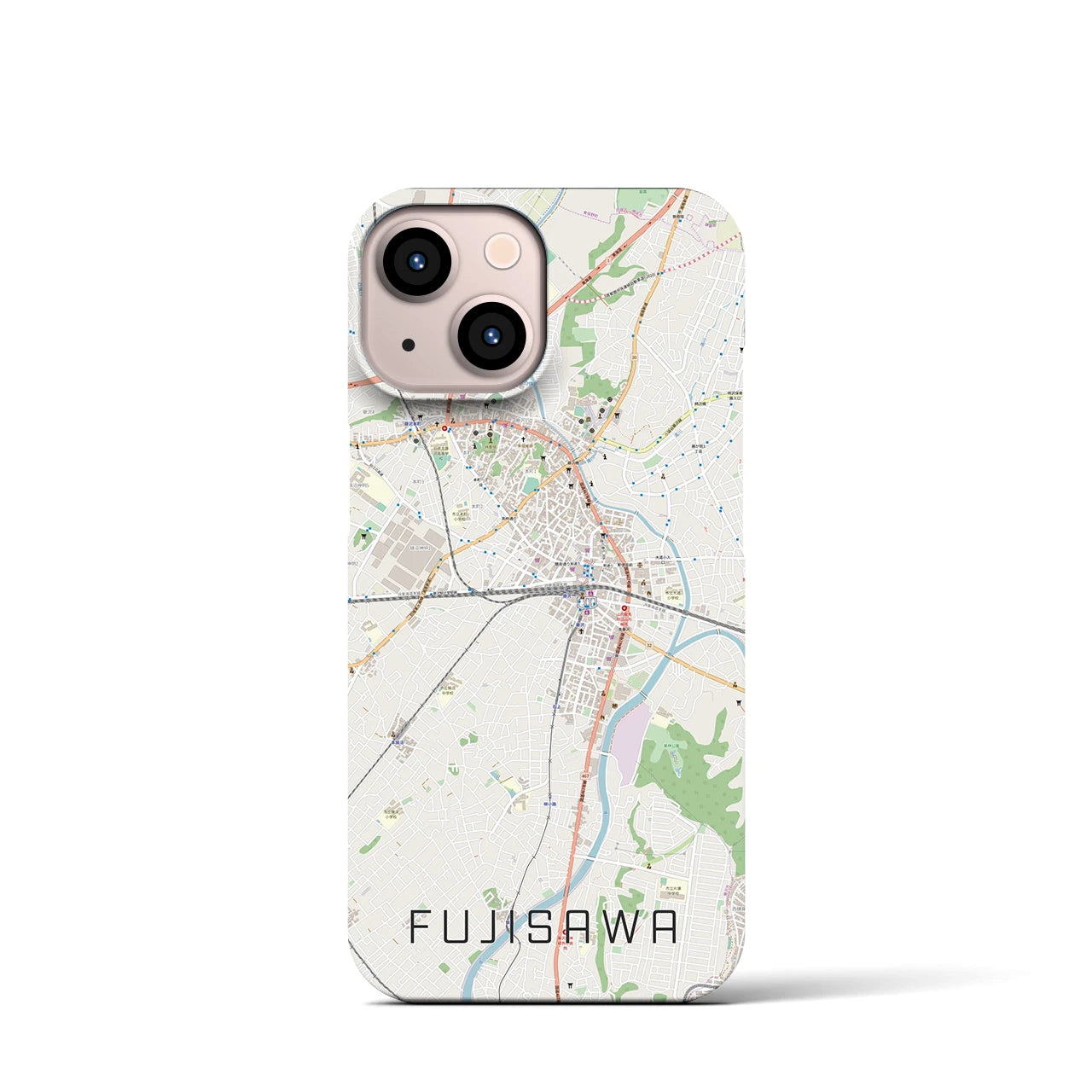【藤沢】地図柄iPhoneケース（バックカバータイプ・ナチュラル）iPhone 13 mini 用