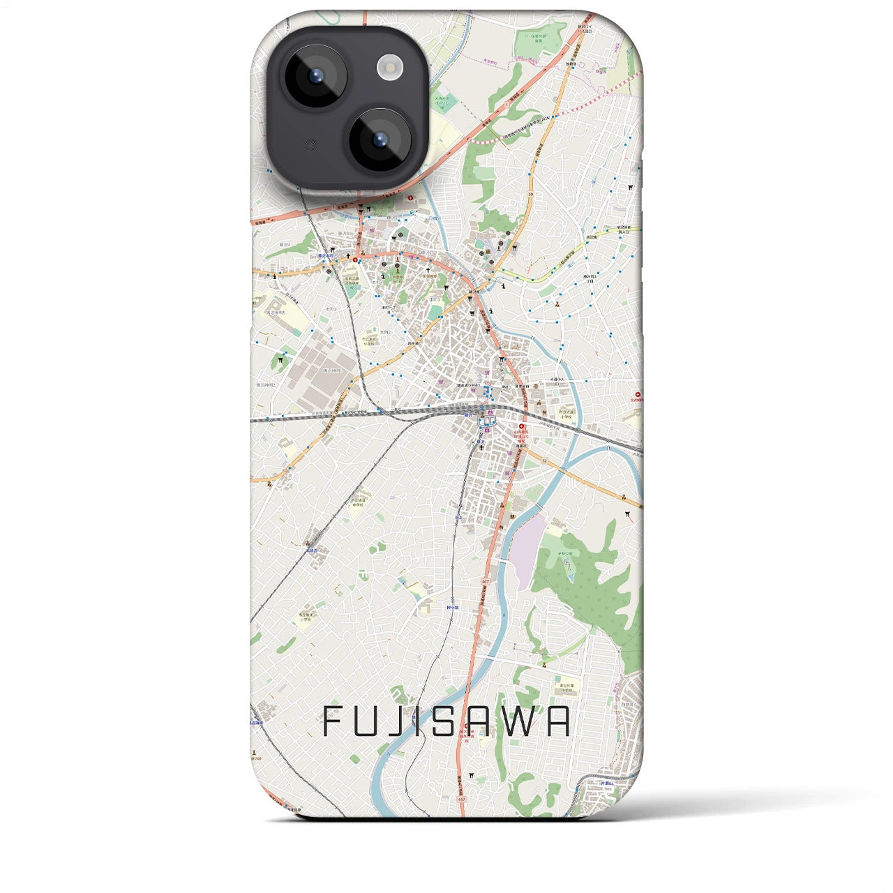 【藤沢】地図柄iPhoneケース（バックカバータイプ・ナチュラル）iPhone 14 Plus 用