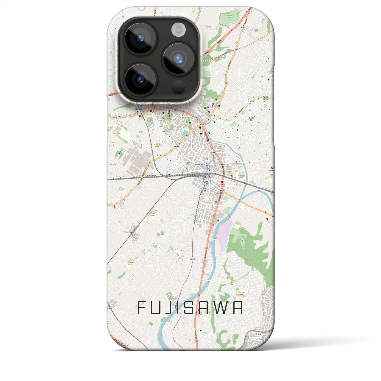 【藤沢】地図柄iPhoneケース（バックカバータイプ・ナチュラル）iPhone 15 Pro Max 用