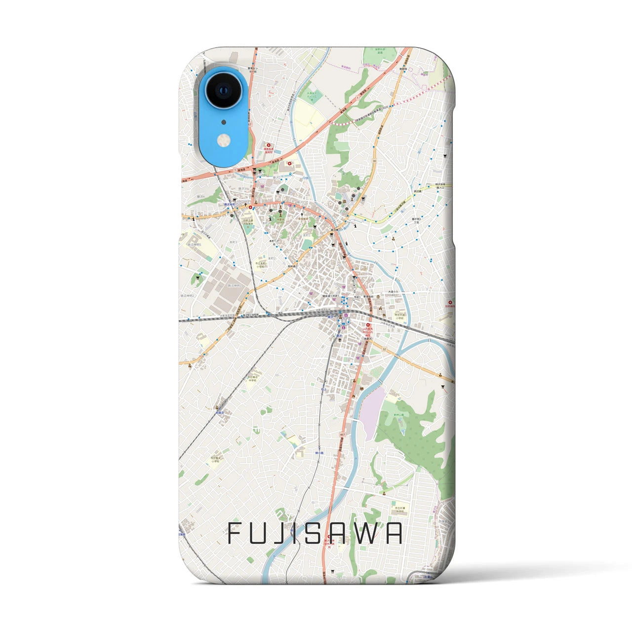 【藤沢】地図柄iPhoneケース（バックカバータイプ・ナチュラル）iPhone XR 用