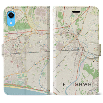 【藤沢（神奈川県）】地図柄iPhoneケース（手帳タイプ）ナチュラル・iPhone XR 用