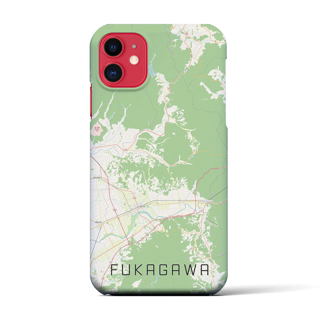 【深川（北海道）】地図柄iPhoneケース（バックカバータイプ・ナチュラル）iPhone 11 用