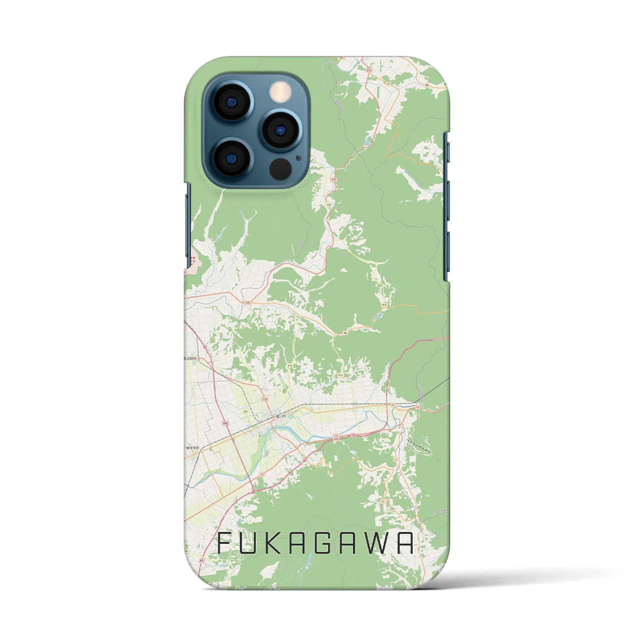 【深川（北海道）】地図柄iPhoneケース（バックカバータイプ・ナチュラル）iPhone 12 / 12 Pro 用