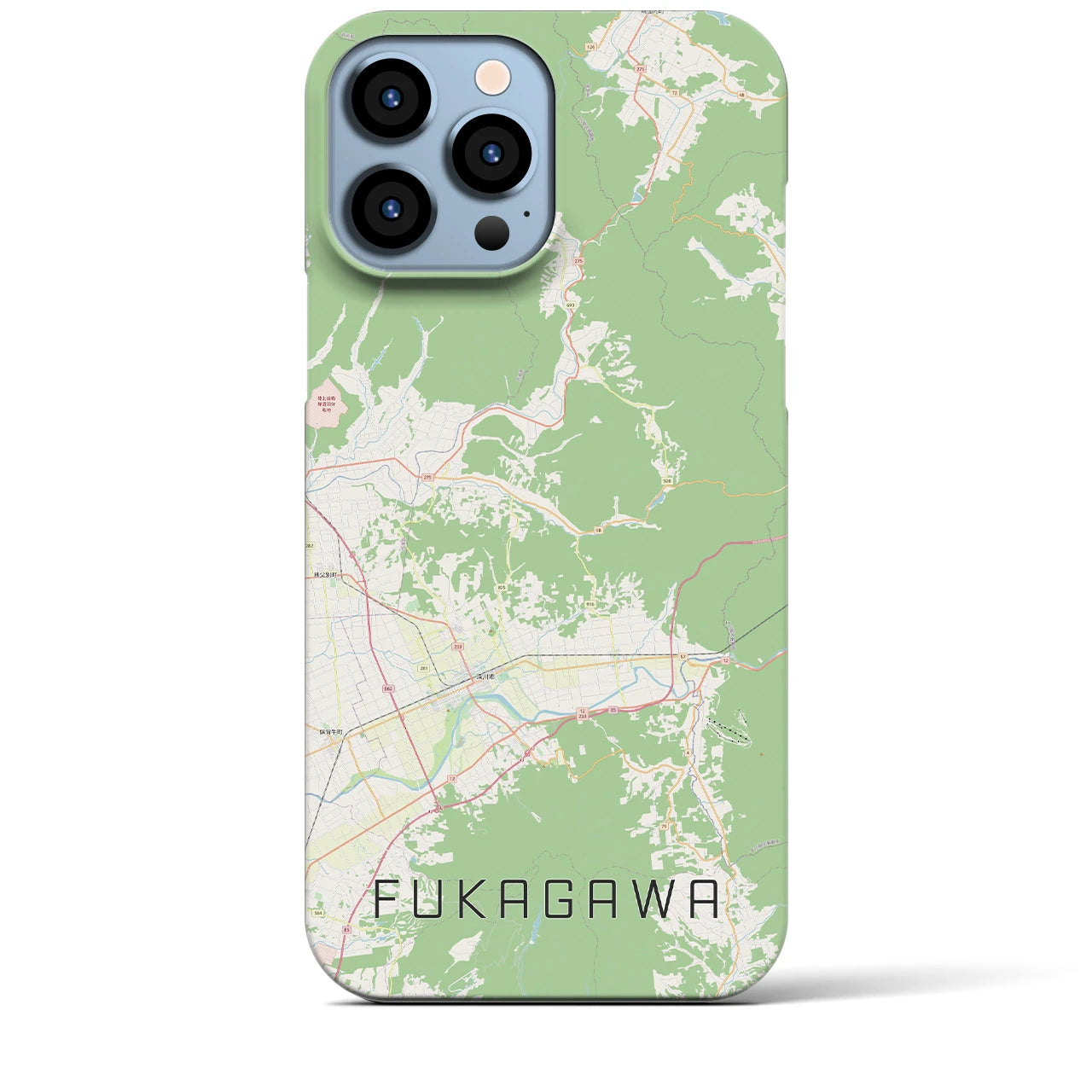 【深川（北海道）】地図柄iPhoneケース（バックカバータイプ・ナチュラル）iPhone 13 Pro Max 用