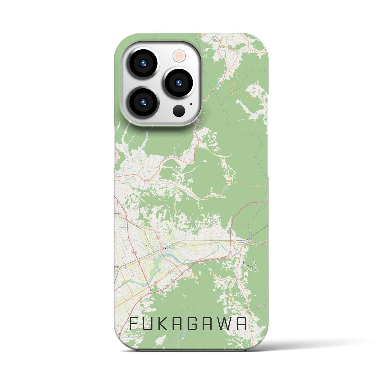 【深川（北海道）】地図柄iPhoneケース（バックカバータイプ・ナチュラル）iPhone 13 Pro 用